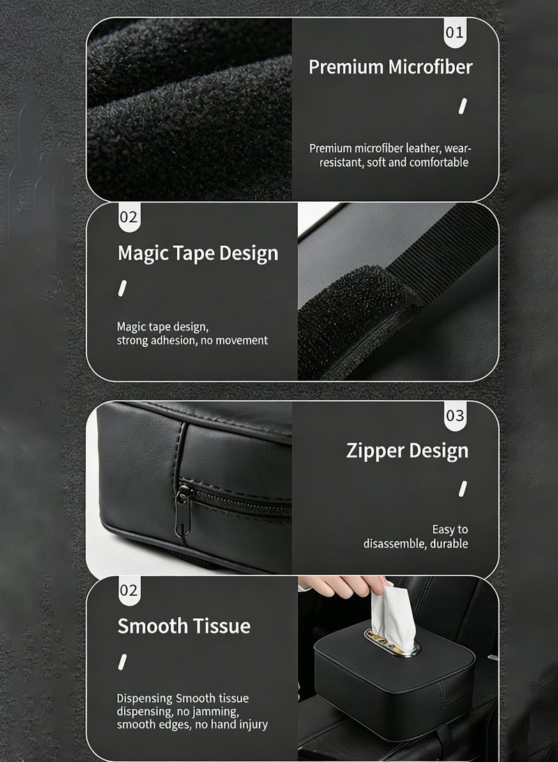 Joybos Car Tissue Holder Solid Color Tissues Box Cover Premium Leather Tissue Holder Auto Visor Tissue Case Holder Hanging Paper Storage Rectangle Napkin Holder Car Accessoriesr- For Cars/Trucks/Suvs (Ergonomic Design, Easy Installation) - Image 5